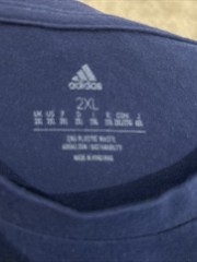 Adidas Shirt Mens 2XL Blue Logo Graphic Tee Weight Training Sports Top Cotton