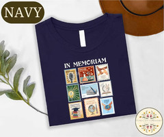 Vintage In Memoriam Stamp Collage T-Shirt Retro Political Statement Graphic Tee