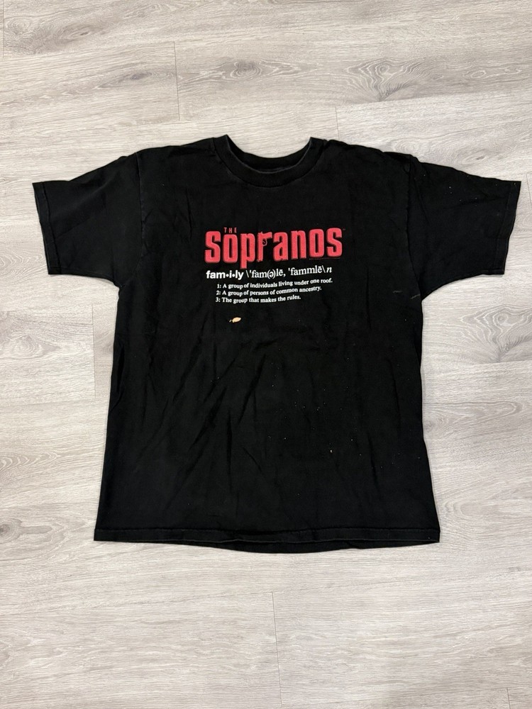 Vintage Sopranos Shirt Mens Large Black Family HBO Promo Crime Drama 2001 Y2K