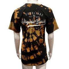Sunsations Virginia Beach Tie Dye T-Shirt Size Small Unisex Bleach Wash Black
