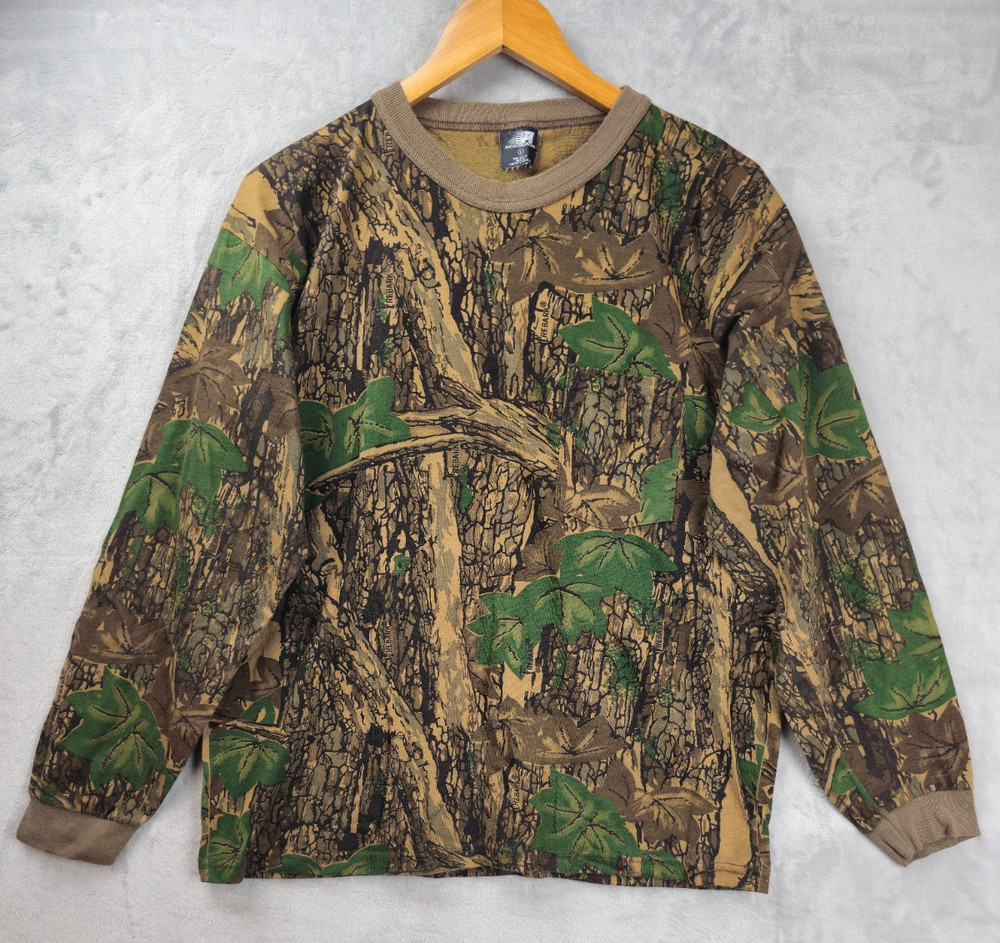 Vintage 90s Ace Sportswear Trebark Camo Chest Pocket Long Sleeve Large USA Made