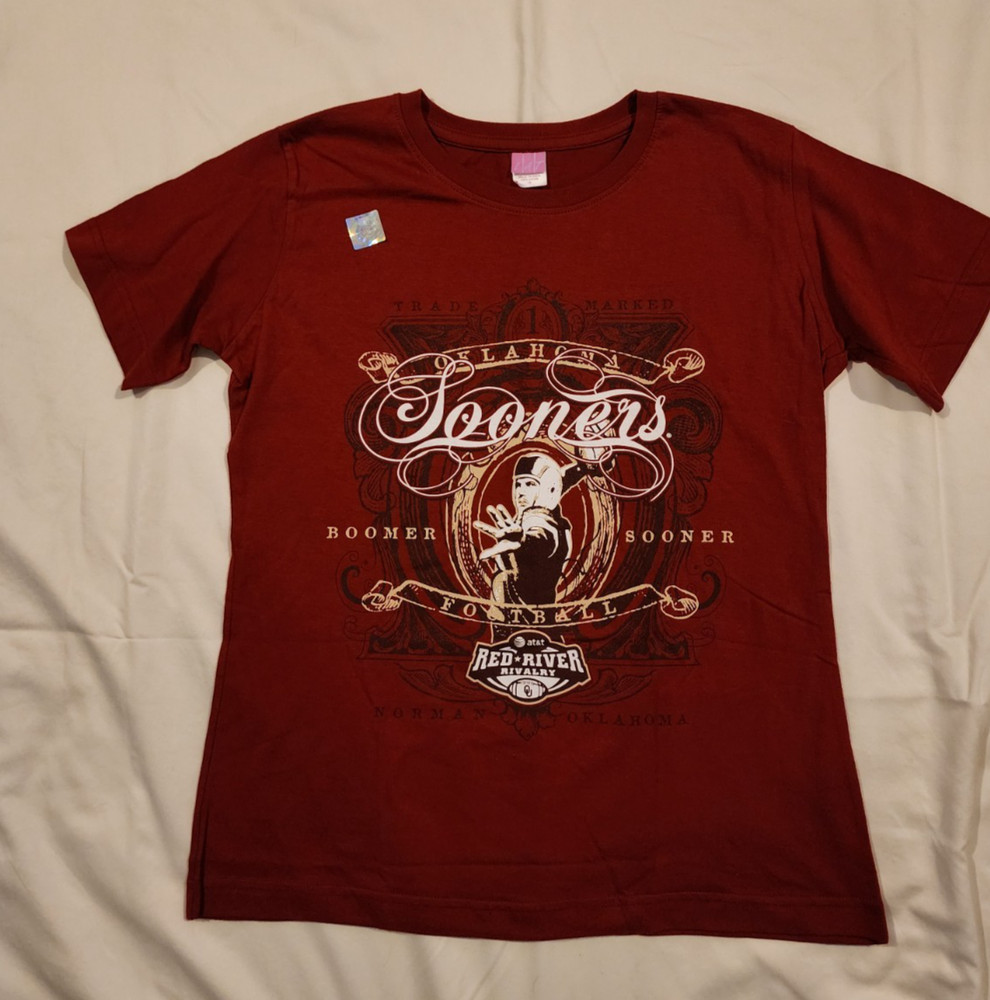 NEW LAT Oklahoma Sooners Red River Rivalry T-Shirt College Football Womens S&M