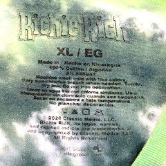 Richie Rich Shirt XL Men Short Sleeve Tie Dye Green 1970 Comic Money Bag Graphic