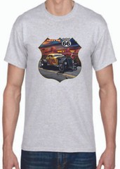 Adult DryBlend® T-Shirt – ( MEET ME ON ROUTE 66- HOT ROD / PIN-UPS / HOTTIES)