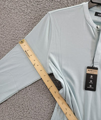 Alfani Alfatech Solid Henley Neck Shirt Men’s S Cloud Blue Long Sleeve Pullover