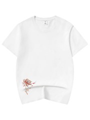 Niepce Japanese Streetwear Embroidery T-shirt Blue Phoenix Graphic Tee for Men