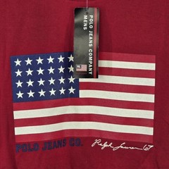 Vintage Polo Jeans Co. Ralph Lauren S/S Shirt Crimson Red NWT American Flag Y2K