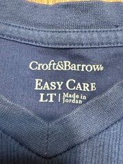 Croft & Barrow Shirt Men’s Size Large Tall, Blue, V-neck, Easy Care