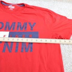 Tommy Hilfiger Denim Men’s Graphic T-Shirt XL Red Logo Tee (see photo for flaw)