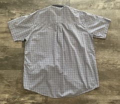 VINTAGE CHAPS XL EASY CARE COLLARED BUTTON UP SHORT SLEEVE SHIRT PLAID BLUE