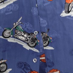 Vintage Harley Davison biker Hawaiian all over print button up Shirt 2XL Silk
