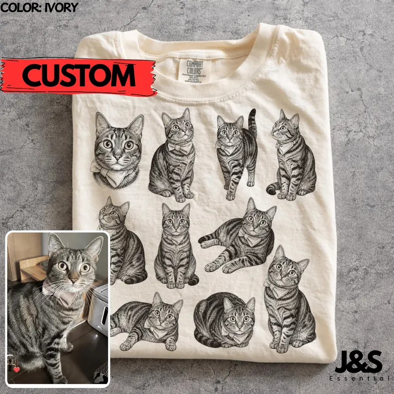 Custom Pet Portrait Personalized Animal Art Comfort Tee