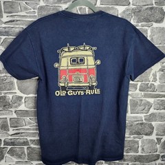 Old Guys T Shirt Mens Medium Navy Blue Surf Bus Camper Graphic Tee