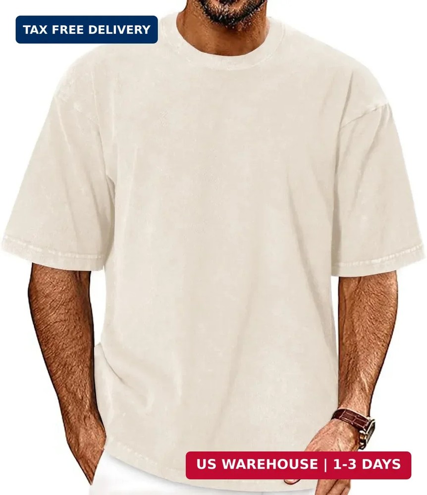 Oversized Tshirts for Men Short Sleeve Vintage Washed Basic Loose Tees 2026