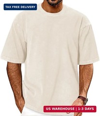 Oversized Tshirts for Men Short Sleeve Vintage Washed Basic Loose Tees 2026