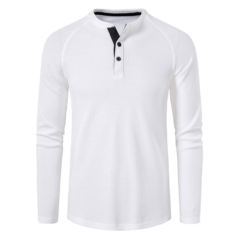 Zonbailon men’s T-shirt men’s Polo solid color bottomed shirt long sleeve