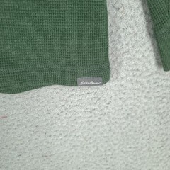 Eddie Bauer Thermal Henley Shirt Mens Medium Green Long Sleeve