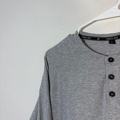 Public Rec Shirt Mens Large Gray Henley Long Sleeve Pima Cotton Tencel Stretch