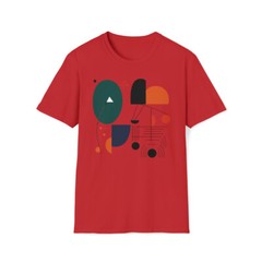 Geometric Tapestry: A Symphony of Shapes and Stories on Unisex Softstyle T
