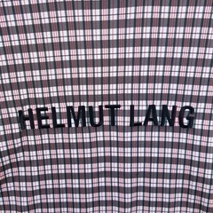 HELMUT LANG Shirt Mens Large Red Black Digital Check Logo Tee T-Shirt $225