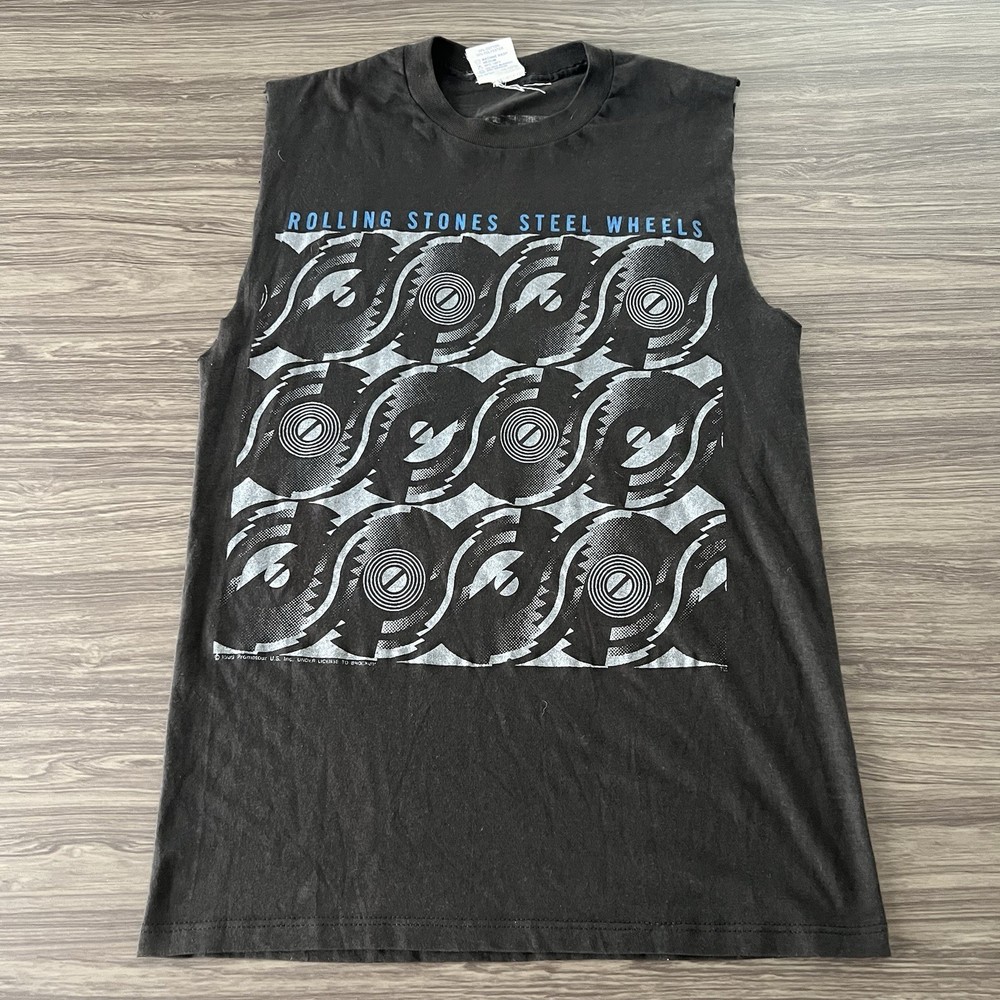 Vintage 1989 The Rolling Stones steel wheels. Cut Off Shirt Brokum Size Medium