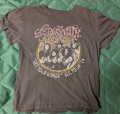Men’s Aerosmith Get Your Wings Tour 1974 Grey T Shirt Size Xl