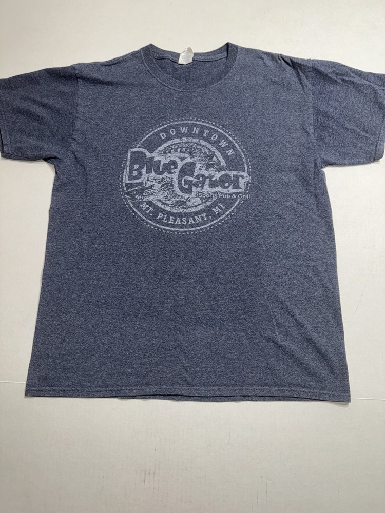 Vintage Jerzees Dri-Power Men’s Large Blue Gator Gray Short Sleeve T-Shirt