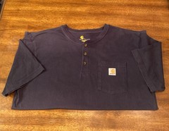 Carhartt Original Fit Navy Henley Pocket T-Shirt Men’s L Cotton Knit Solid