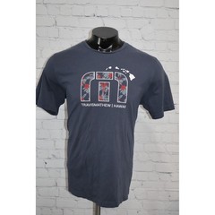 Travis Mathew T-Shirt Mens XL Blue Hawaii Floral Logo Cotton Polyester Blend **