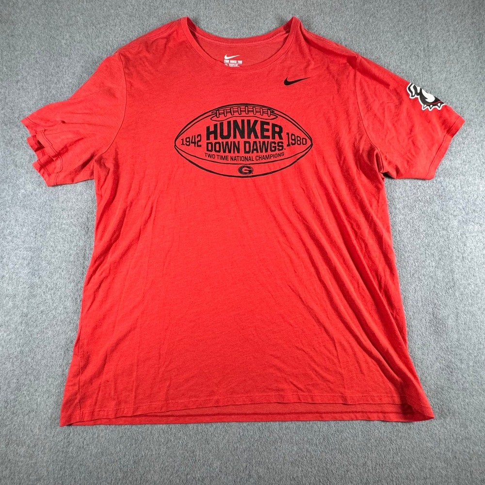 Nike Georgia Bulldogs Mens Red Athletic Cut Graphic T-Shirt 3XL UGA Dawgs