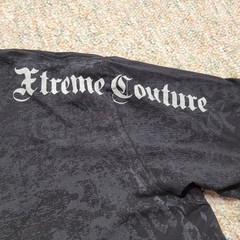 Xtreme Couture Shirt Mens 2XL Black All Over Print Cross Wings Tribal Grunge