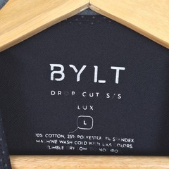 Bylt Shirt Mens Large Black Drop Cut Lux Short Sleeve Casual Polka Dot Stretch