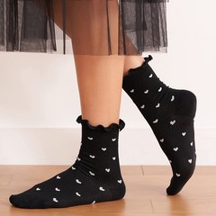 Women’s Ruffle Ankle Socks – Comfort Cool Thin Cotton Knit Low Cut Hearts Pat…