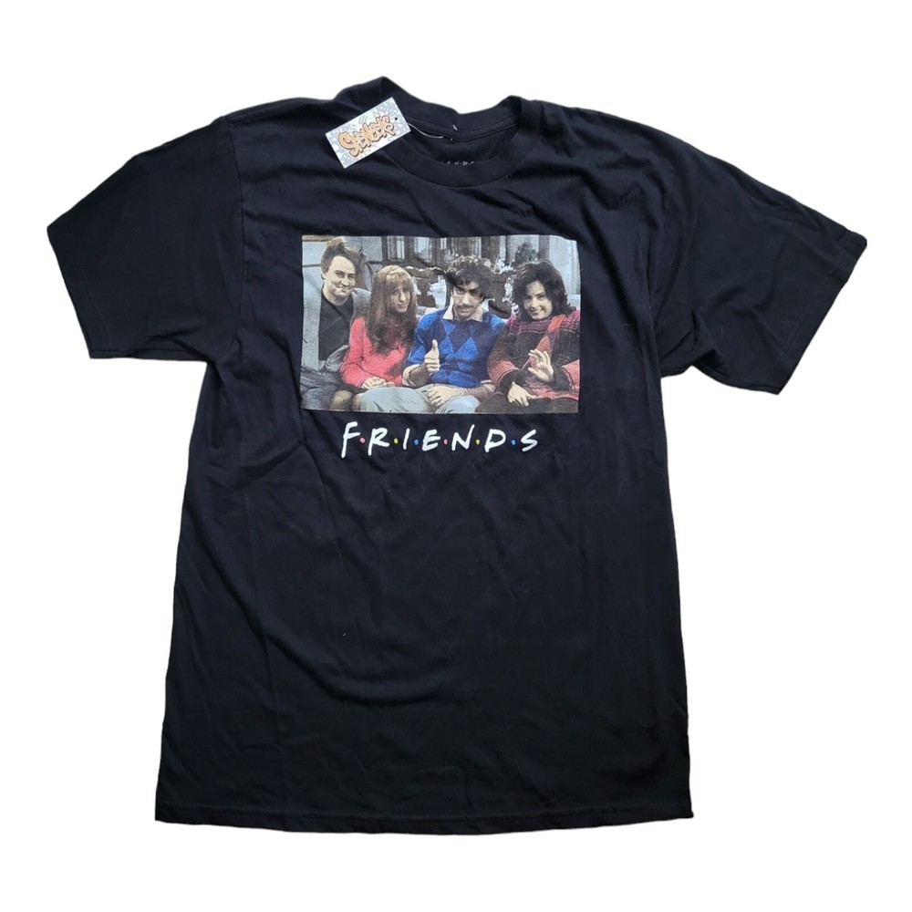 NWT New Friends Med Tee Shirt Spencer’s Gifts Black Thanksgiving Flashback