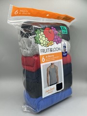 6-Pack FRUIT OF THE LOOM Men’s Size XL A-Shirts Tank Top Assorted
