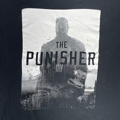 The Punisher Mens L Shirt Netflix Black 100% Cotton Marvel Comic Police Military