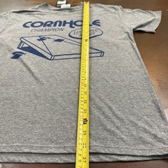 Cornhole Champion Shirt Mens Sml Grey Graphic Tee Backyard Games Toss Sports Fun