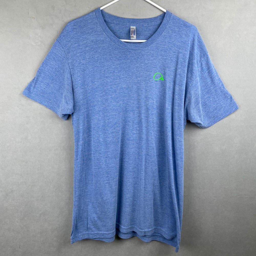 American Apparel Men Blue The Track Shirt Tri-Blend Crewneck Tee L USA Made Rare