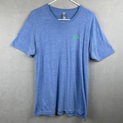 American Apparel Men Blue The Track Shirt Tri-Blend Crewneck Tee L USA Made Rare