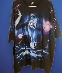 Vintage 2001 GILDAN Great Wolf Lodge Wolf All Over Print T-Shirt Size 3XL