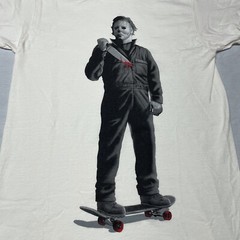 Halloween Movie Michael Myers Skateboard White T-shirt Horror Gore Slasher Mask