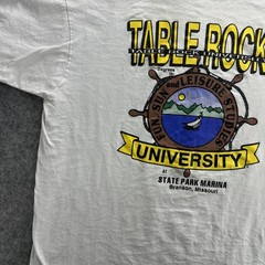 Vintage Table Rock University Shirt Mens XL White State Park Marina Missouri 90s
