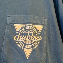 Chubbies Blue Cotton T-shirtș “The Weekend Has Begun” Mens Large Beachy