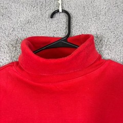 Ralph Lauren Mens Turtleneck Long Sleeve Shirt Red Cotton Pony Logo Large L