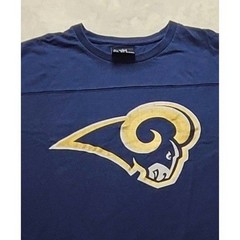 NFL Team Apparel Los Angeles Rams Mens Large Navy Blue Gold Jersey Style T-Shirt