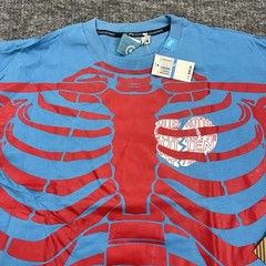 LRG Dead Serious Shirt Mens XL Blue Skeleton Lifted Research Group Kanye Glow