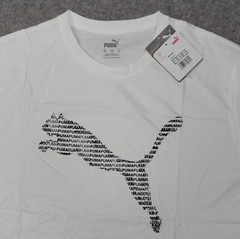 PUMA Mens T-Shirt XL White Cotton Stretch Maxi Cat Logo Graphic Tee Summer Tee