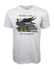 Books Cat Life Is Good Graphic T shirt