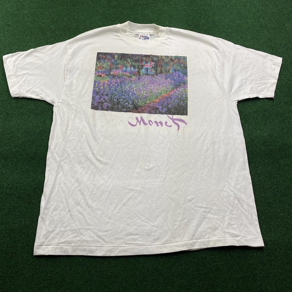 Vintage Monet Shirt Mens XL White 80S 90S Art Hanes Beefy Single Stitch Tee USA