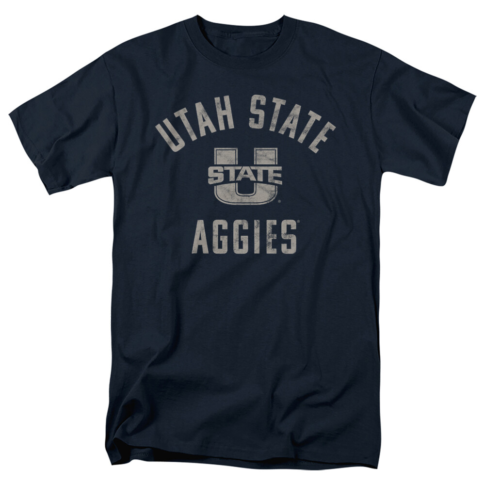 Utah State University Adult T-Shirt One Color Logo, Navy, S-5XL